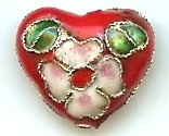 Cloisonne Heart - Red
