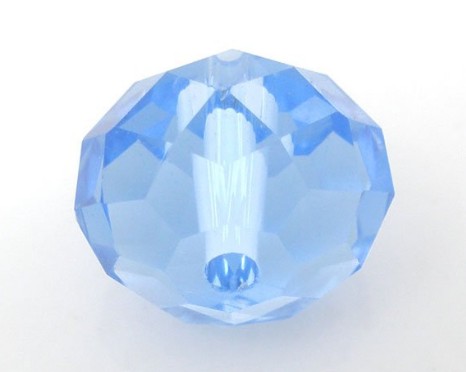 Faceted Glass Rondelle - 10x12mm - Light Sapphire