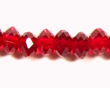 Faceted Glass Rondelle - 4X6mm - Red