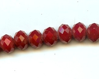Faceted Glass Rondelle - 6X8mm - Opaque Red