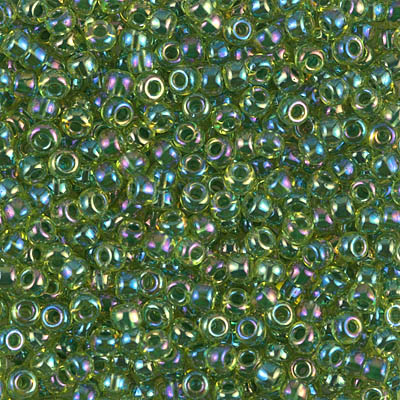 Size 8 Seed Beads Green-lined Chartreuse AB