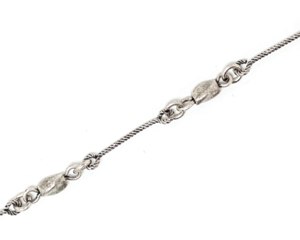 Antique Silver Plated Chain - Twisted Bar w/5mm Twisted Bead