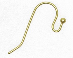 French Ear Wire - Satin Gold Plated with 2mm Ball