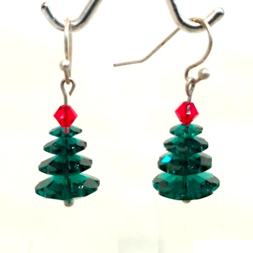 Christmas Tree Earrings 4 Emerald Swarovski Kit