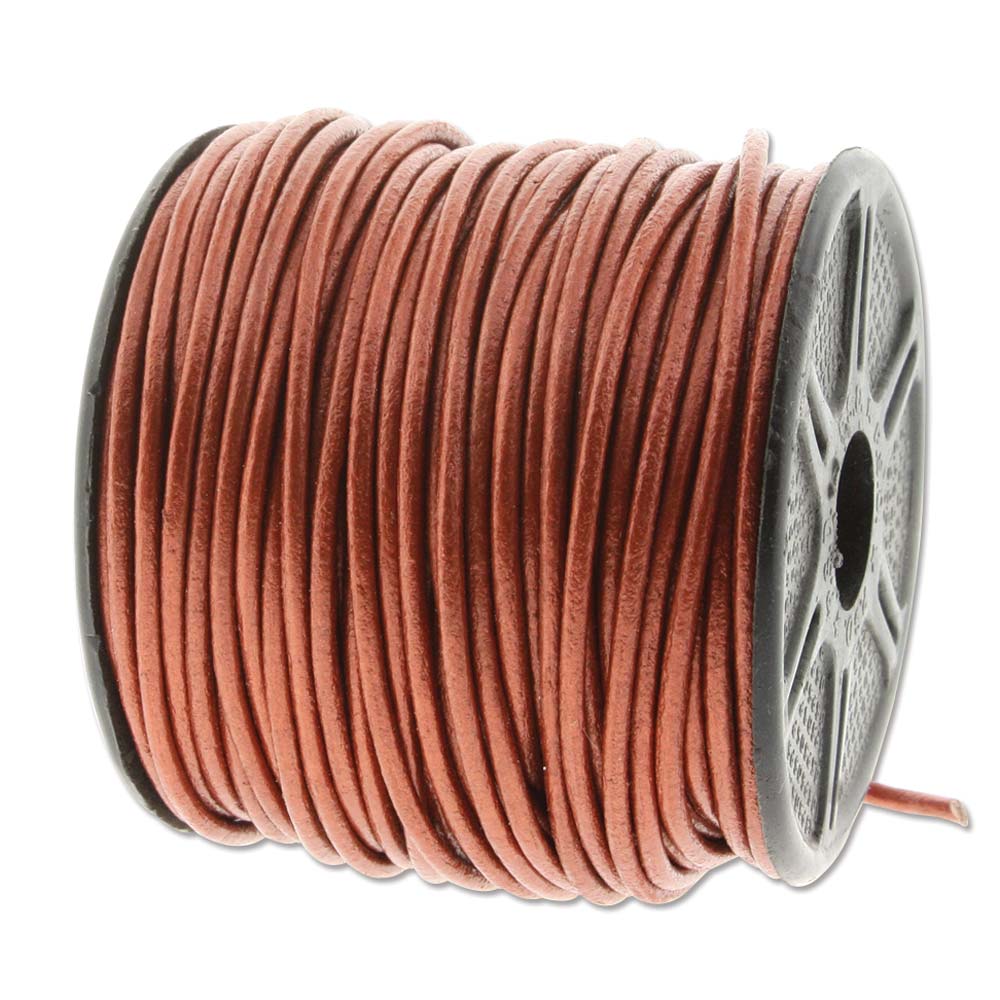 Leather Cord 1mm Round Metallic Copper