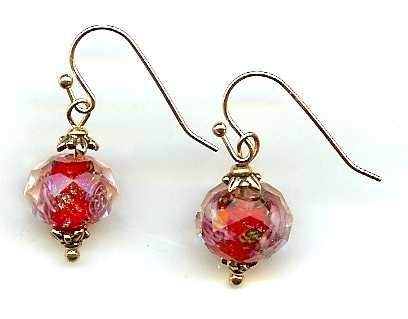 All components to make Faceted Lampwork Red Earrings