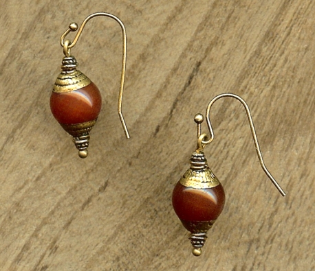 All Components to make Capped Carnelian Earrings