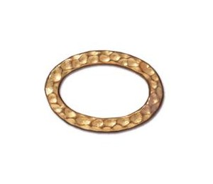 Gold Plated Hammertone Ring Link - Oval