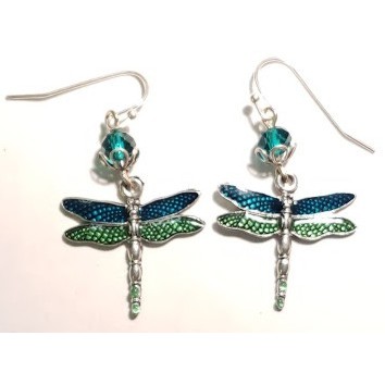 All components to make Vibrant Dragonfly Teal Earrings